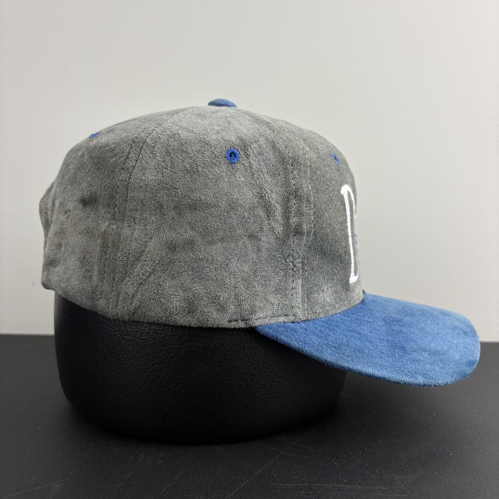 Vintage 90s Duke Blue Devils Hat Gray Blue Suede Snapback Cap NCAA Basketball - Picture 3 of 7